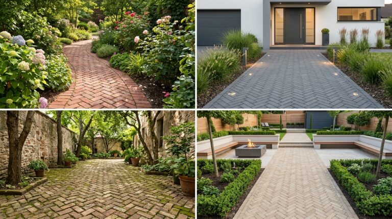 Herringbone Brick Pathway Ideas