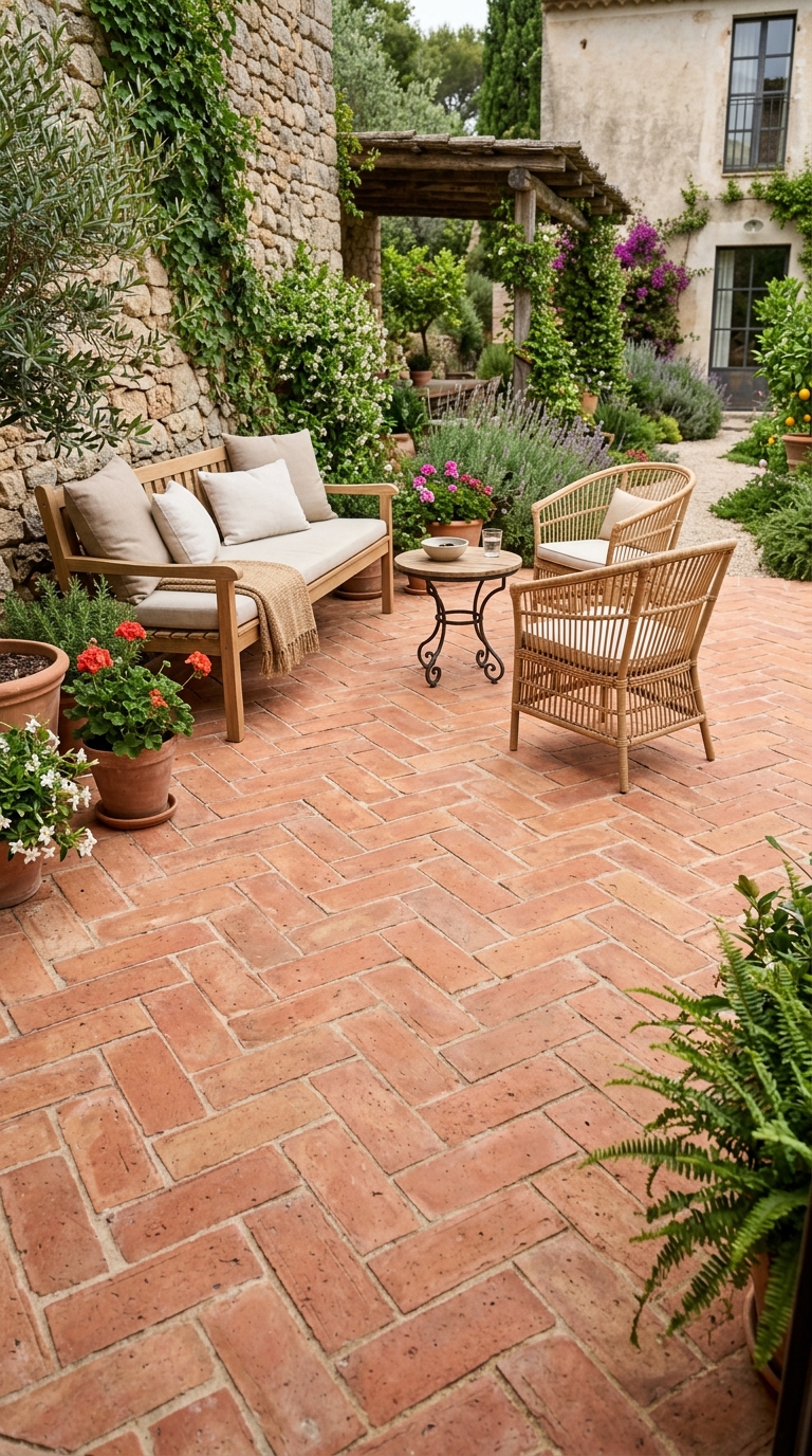 Herringbone Terracotta Tile Design