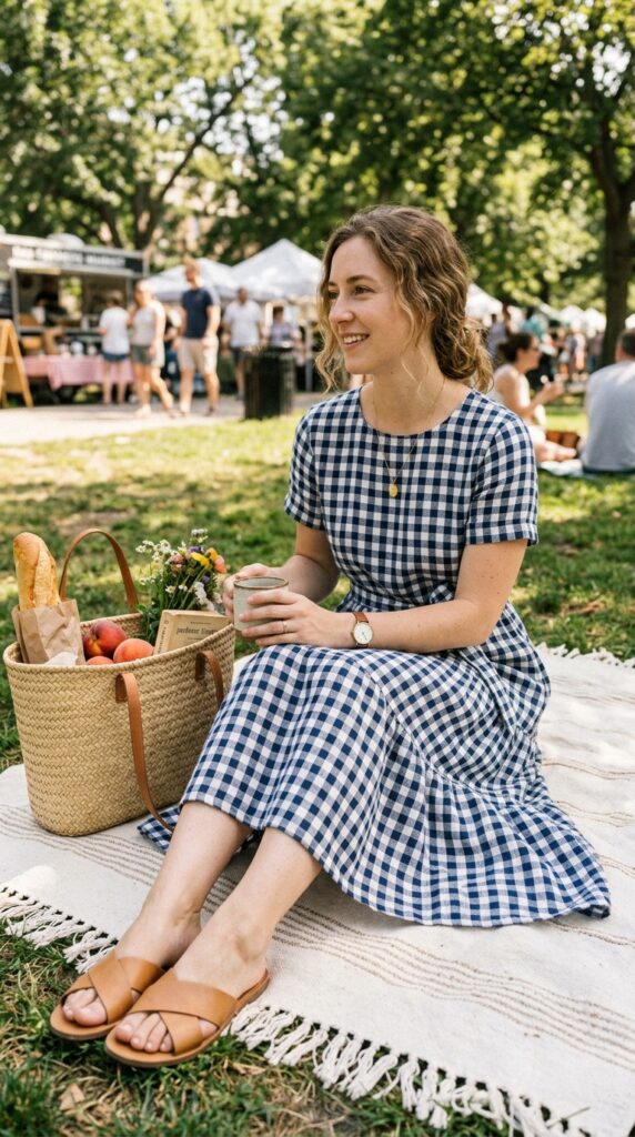 Linen Gingham Picnic Dress