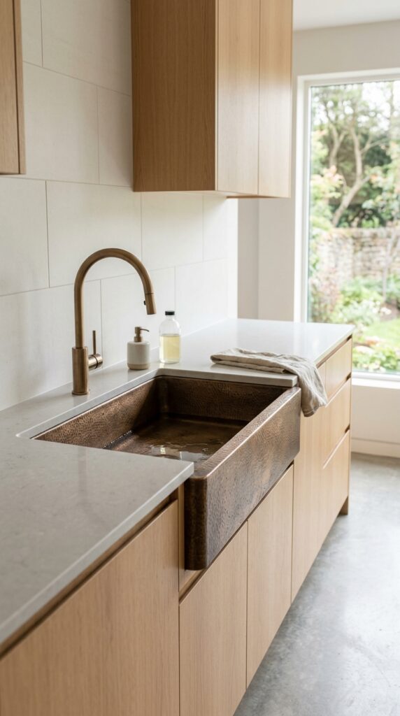 Modern Hammered Sink with Minimalist Décor