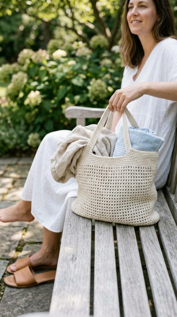 Natural Cotton Crochet Bag