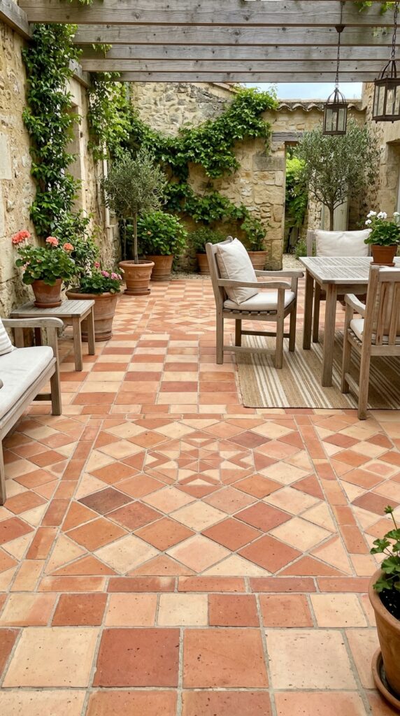 Patterned Terracotta Tile Patio