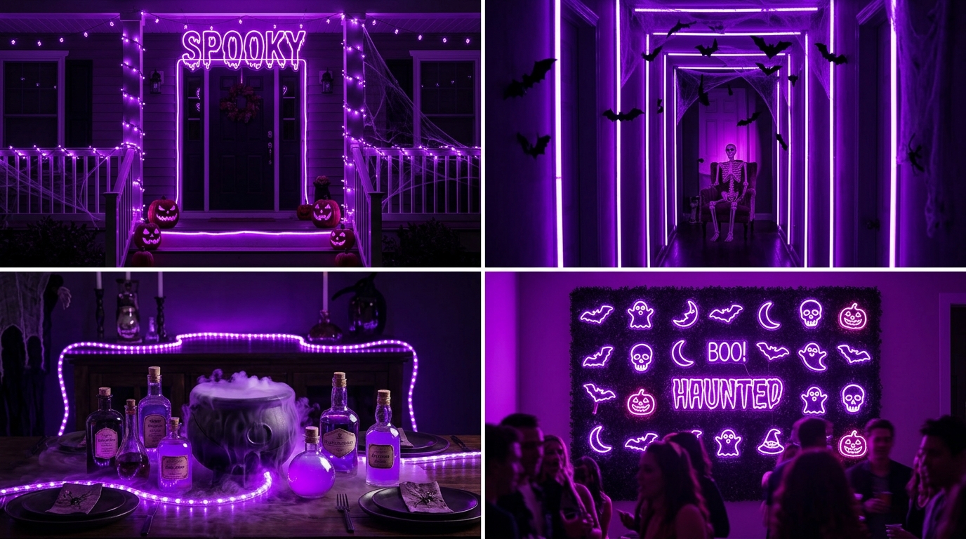 Purple Neon Halloween Lighting Ideas