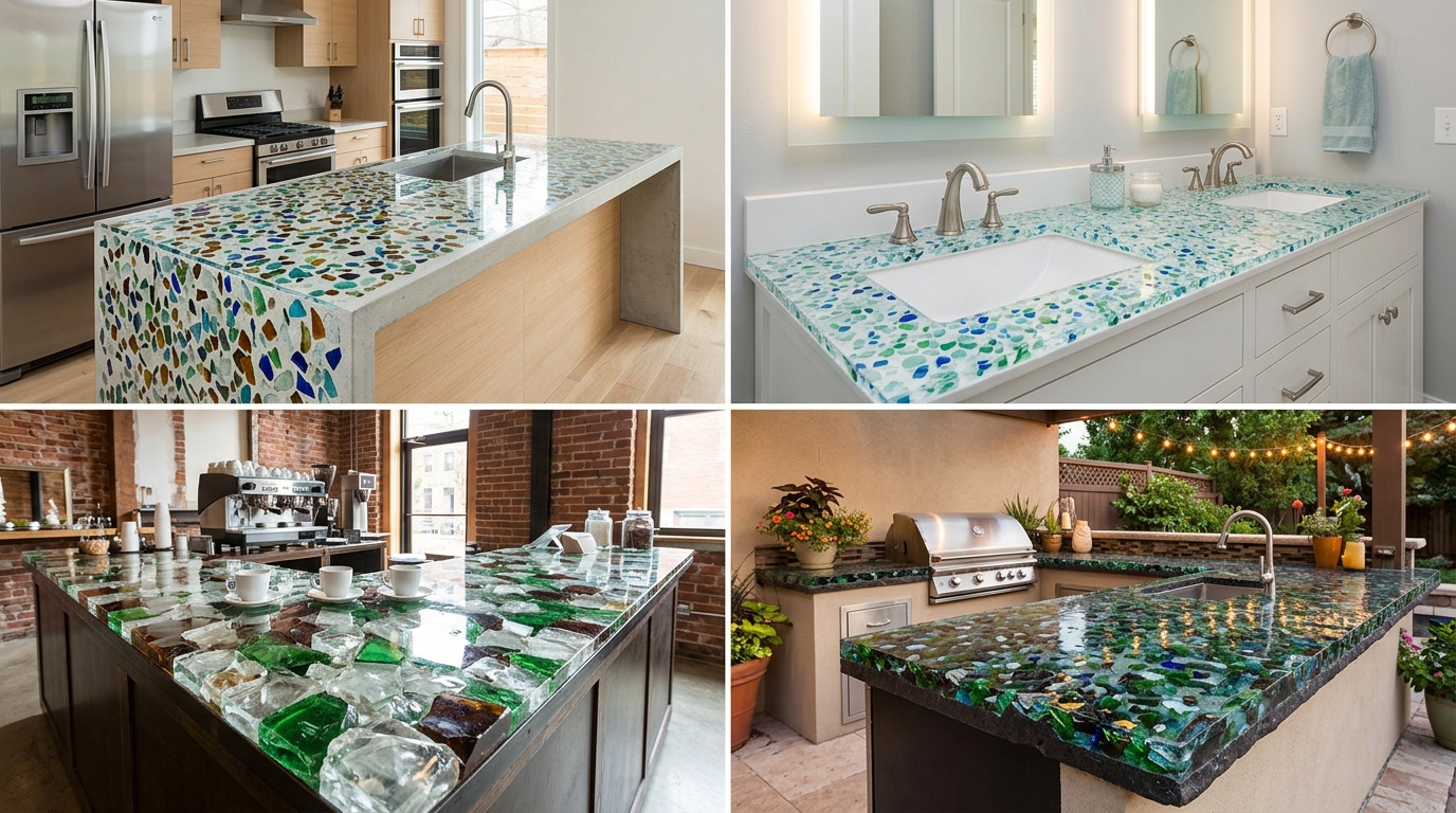 Recycled Glass Countertop Ideas