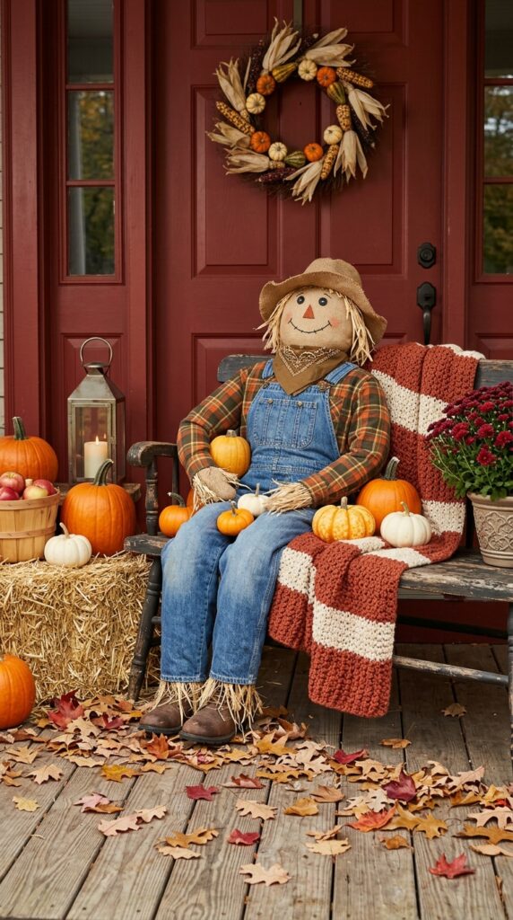 Sitting Burlap Scarecrow Display