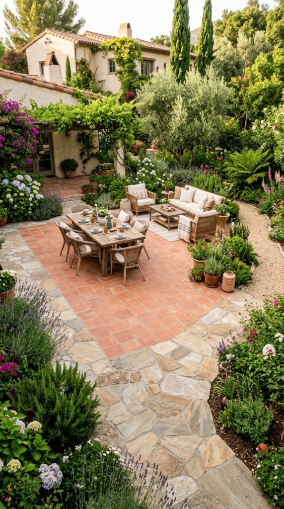 Terracotta Tiles With Stone Borders