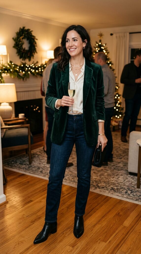 Velvet Blazer and Jeans