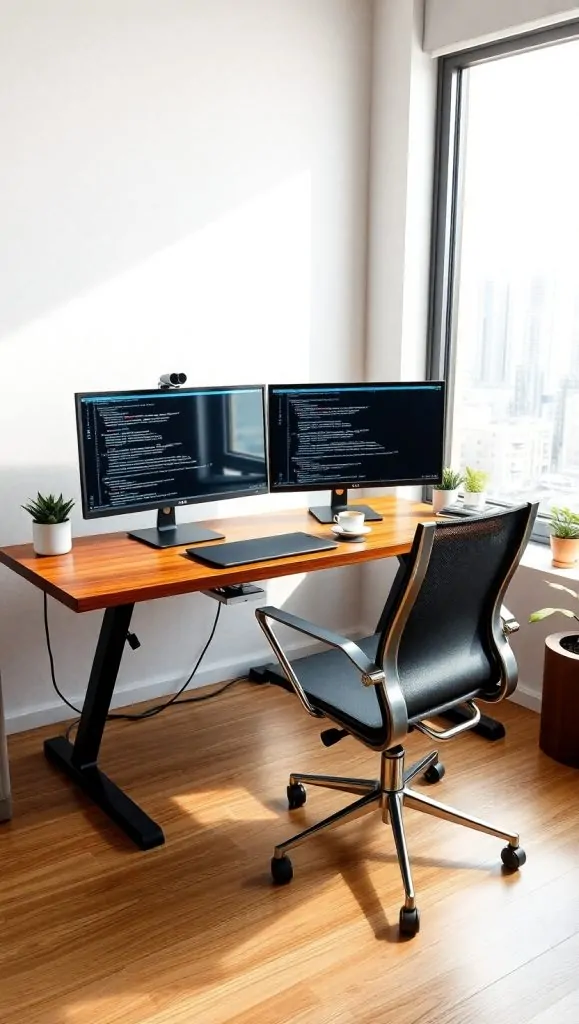 Dual Monitor Desk Setup For Multitasking