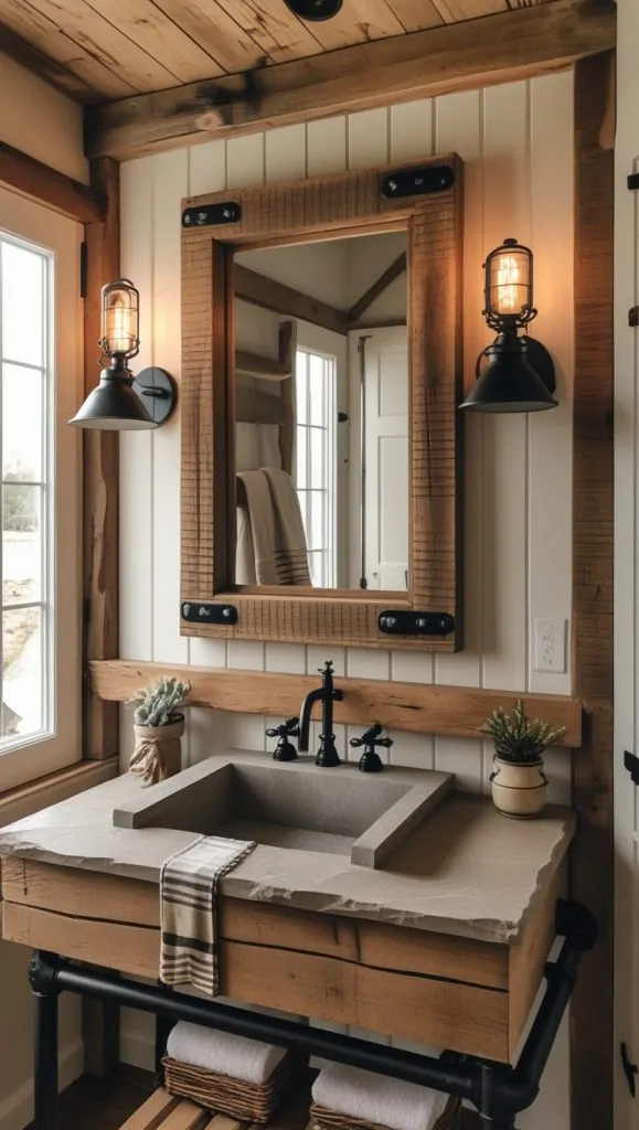 Rustic Wood-Framed Mirrors