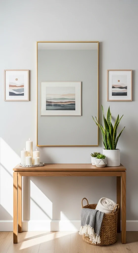 Layered Mirrors With Art And Decor