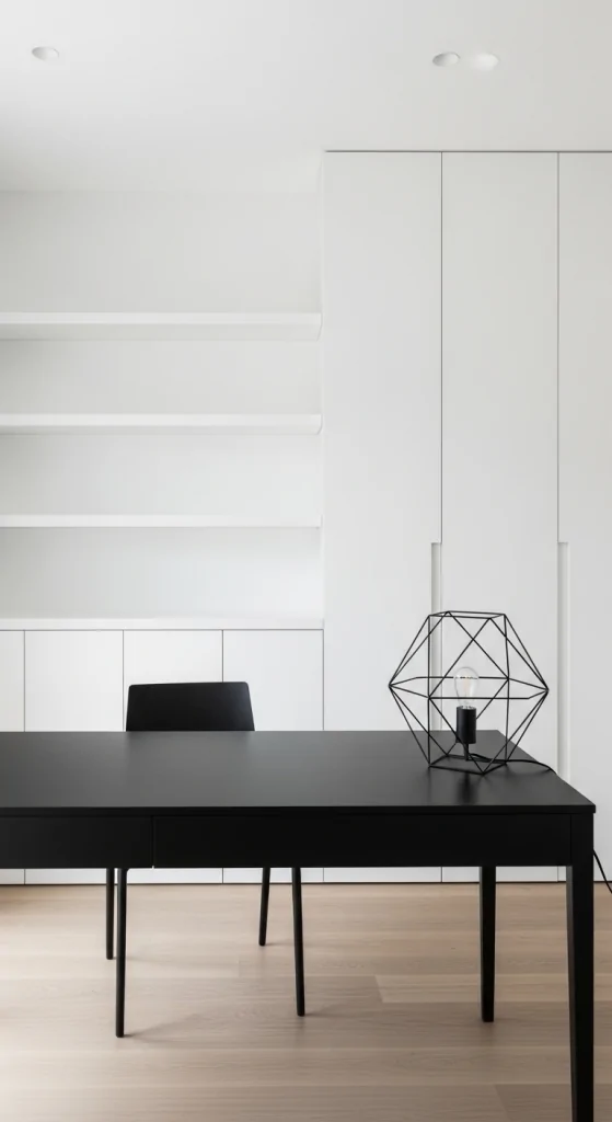 Minimalist Home Office With Black Desk