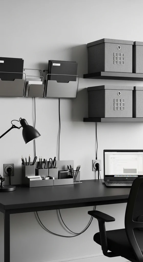 Organization Tips For A Black Desk Office