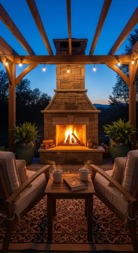 Pergola With Outdoor Fireplace