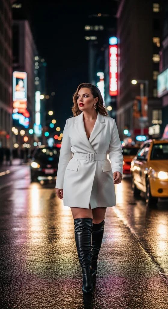 Blazer Dress With Heeled Boots