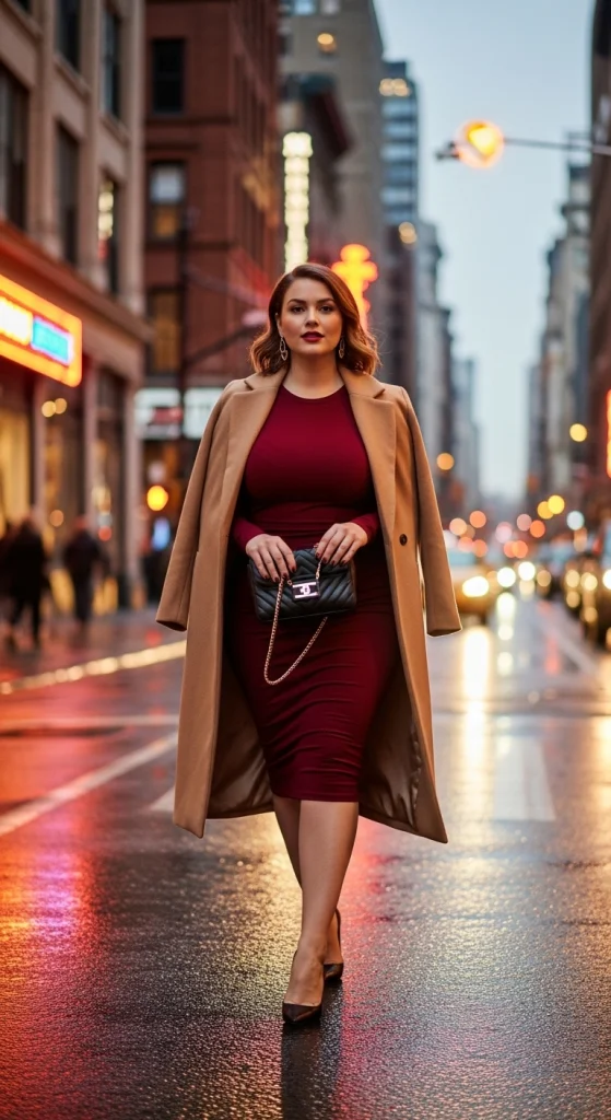 Bodycon Dress With Longline Coat
