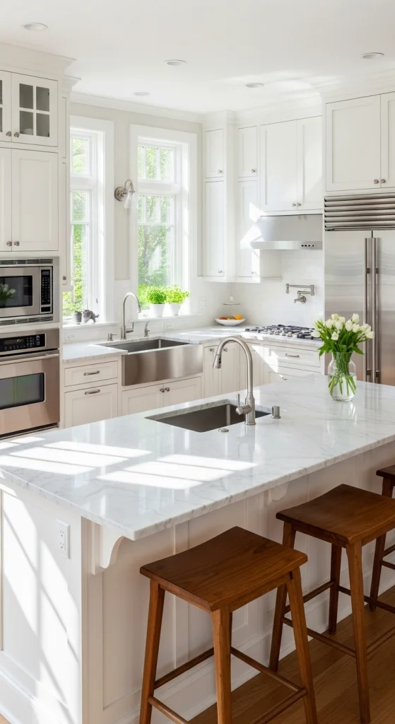 Bright And Airy White U-Shaped Kitchen