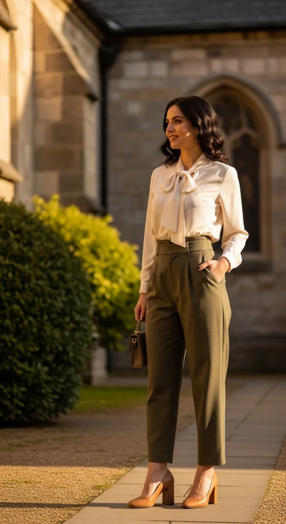 High-Waisted Trousers And Blouse