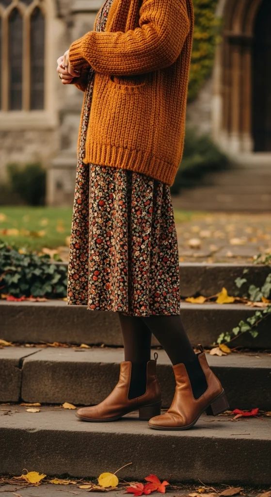 Knit Cardigan With Midi Dress