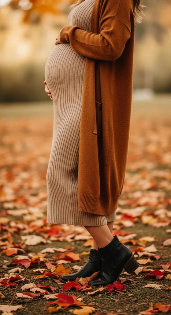 Knit Midi Dress With Long Cardigan