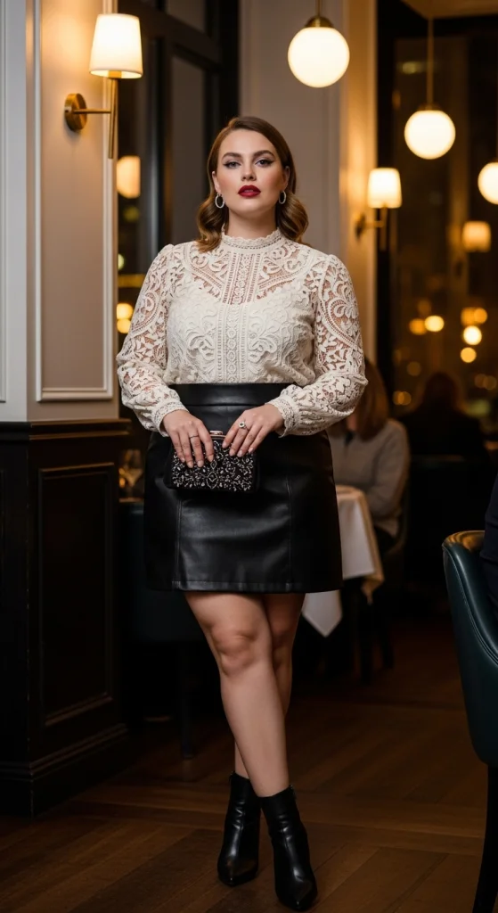 Leather Skirt And Blouse Combo