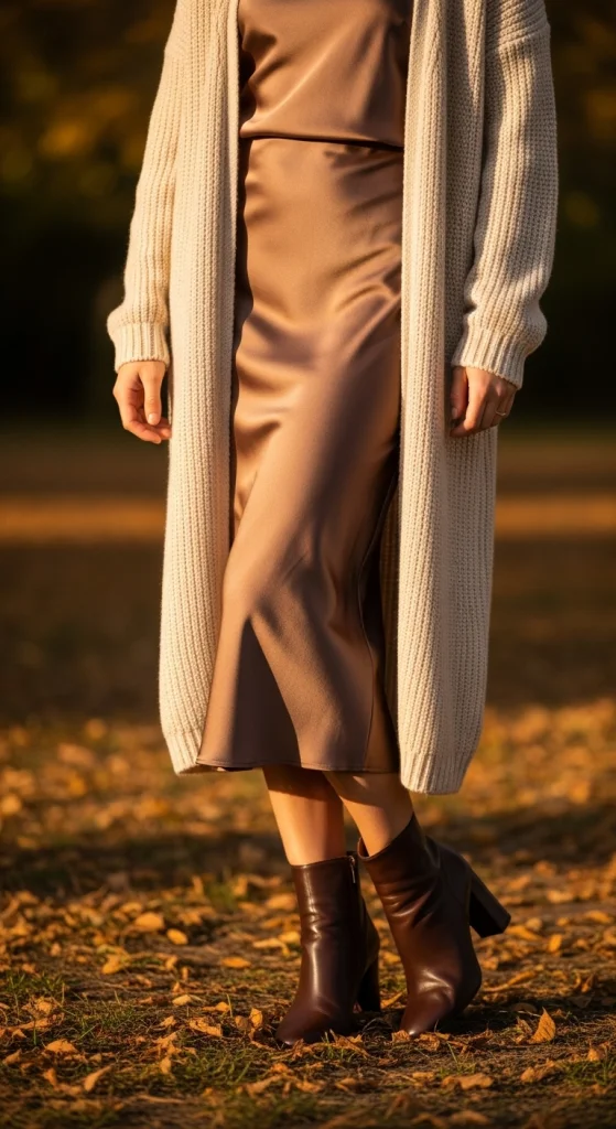 Long Cardigan And Slip Skirt