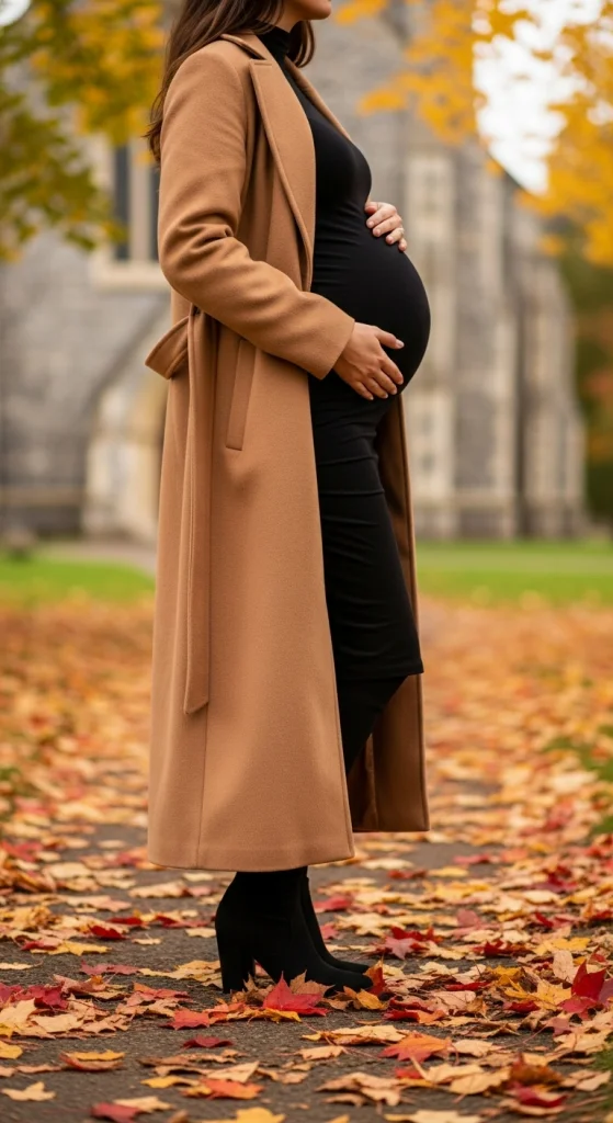 Long Coat Over A Simple Dress