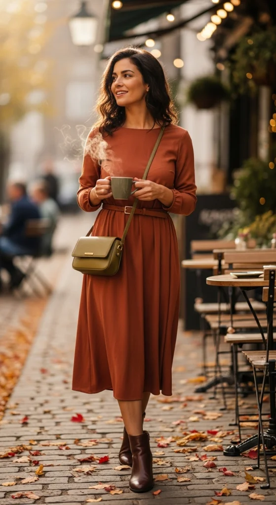 Midi Dress With Ankle Boots