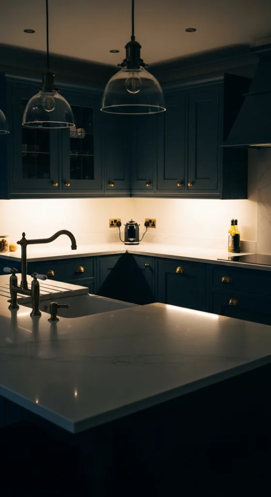 Moody Elegance With Dark Cabinets