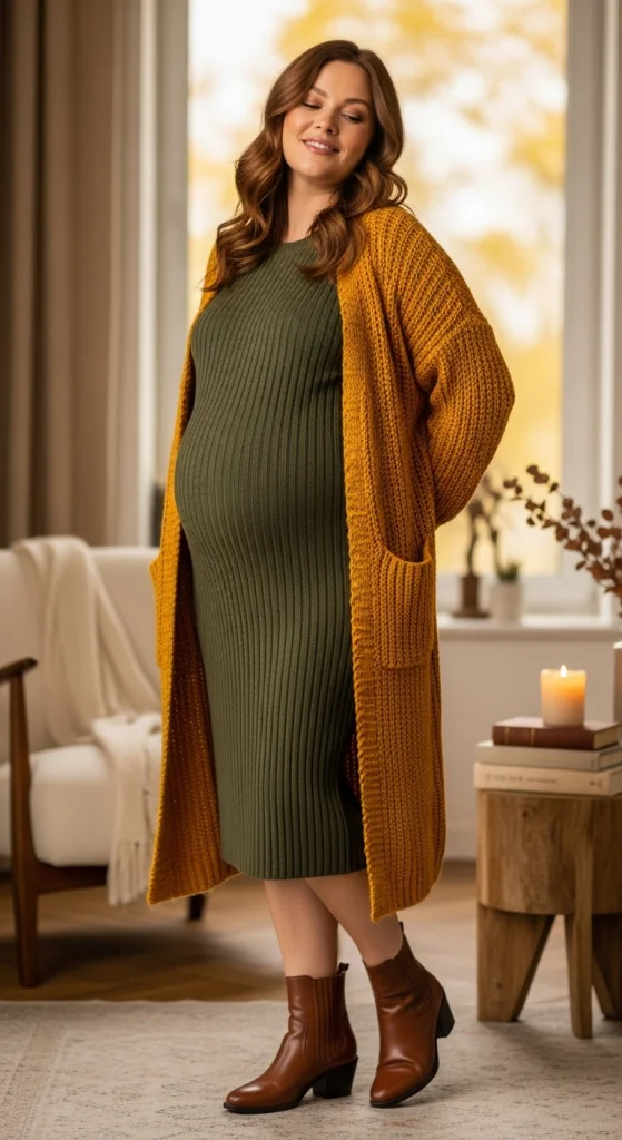 Ribbed Knit Midi Dress