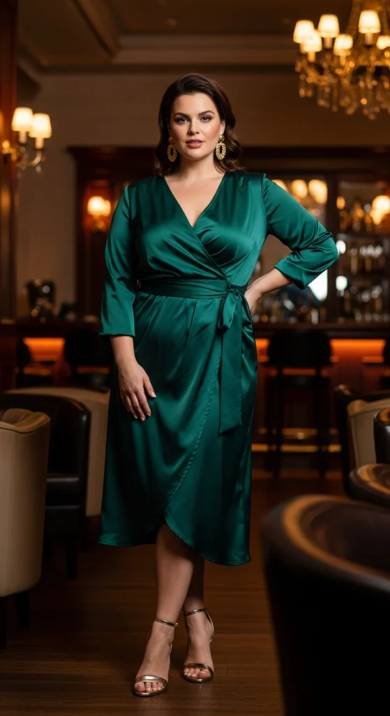 Satin Wrap Dress With Heels