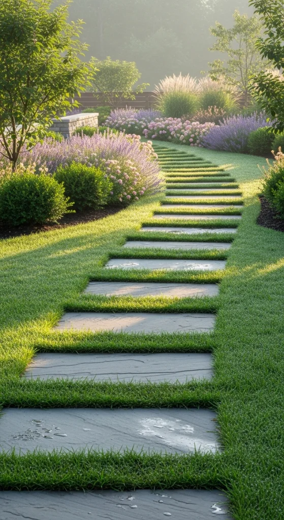 Stepping Stones Surrounded By Grass