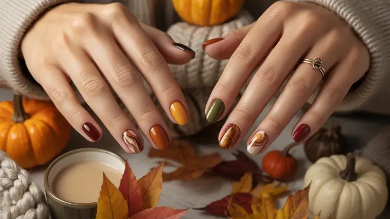 Stylish Fall Oval Shape Nail Designs