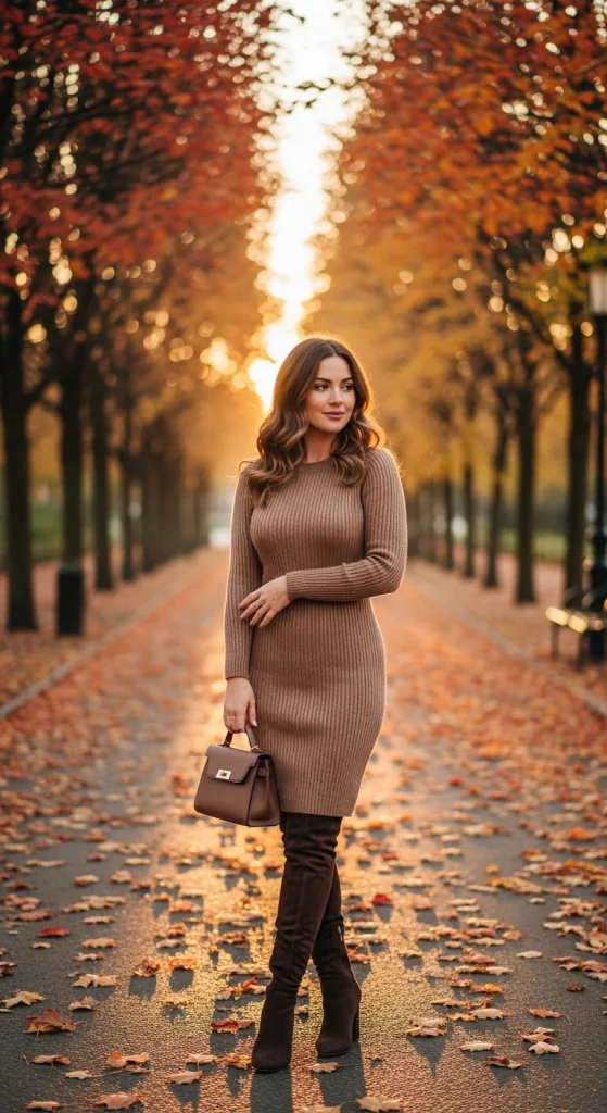 Sweater Dress And Knee-High Boots