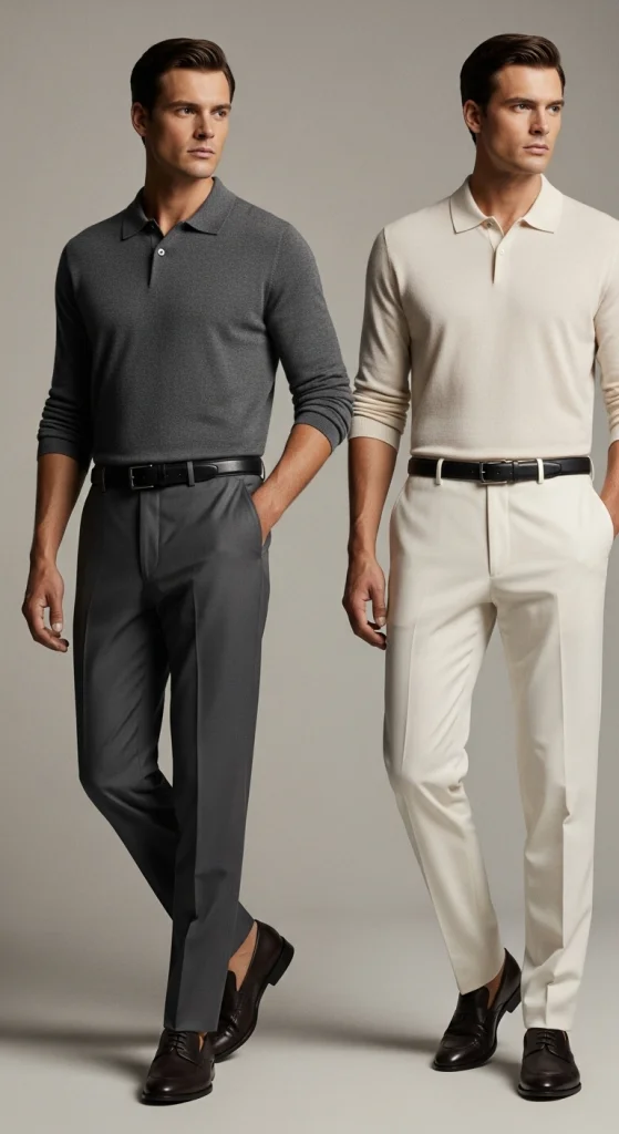 The Knit Polo And Dress Trousers