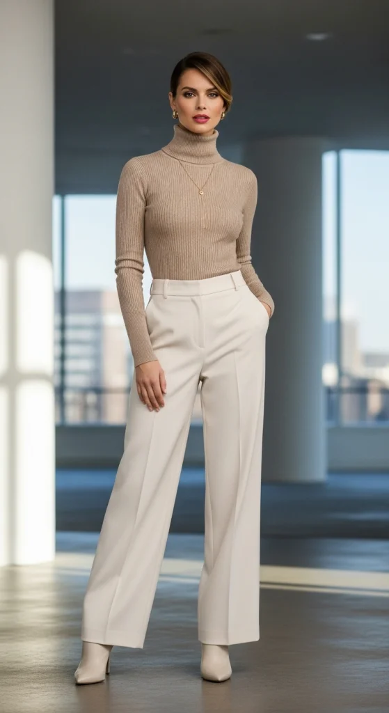 Turtleneck With Wide-Leg Trousers