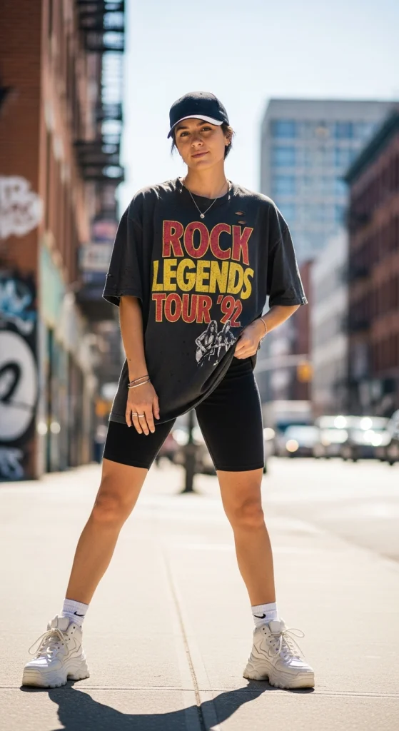 Biker Shorts And Oversized Tee