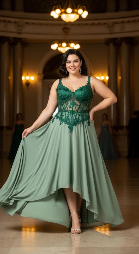 Corset Top With Flowing Chiffon Skirt