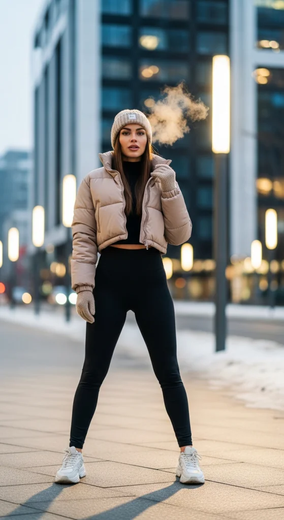 Cropped Puffer And High-Waisted Leggings