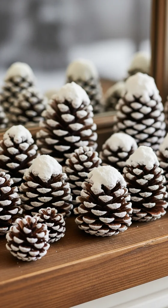 Frosted Pinecones Using Baking Soda