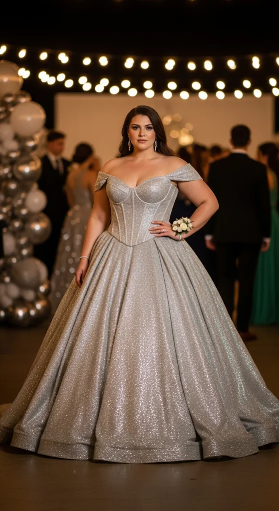 Glitter Ball Gown With A Corset Bodice