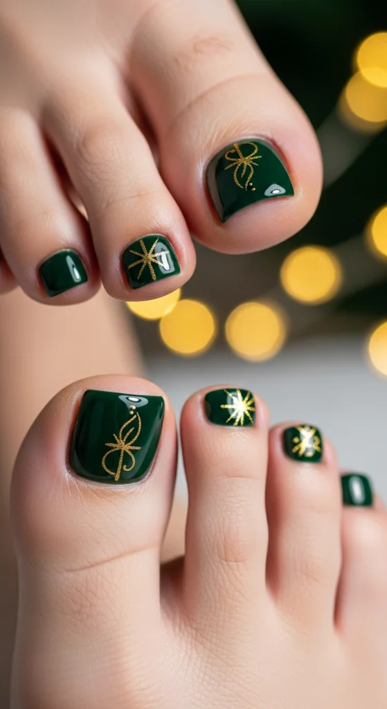 Green And Gold Pedicure
