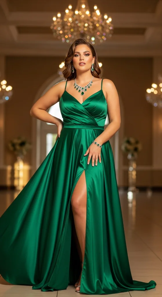 High-Slit Satin Dress