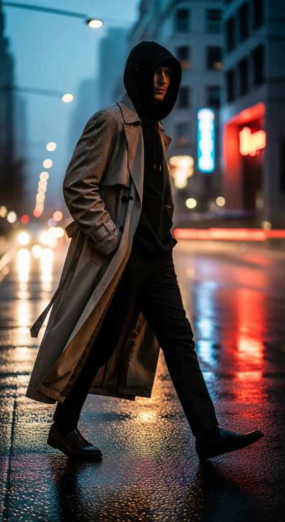 Hoodie Under a Trench Coat