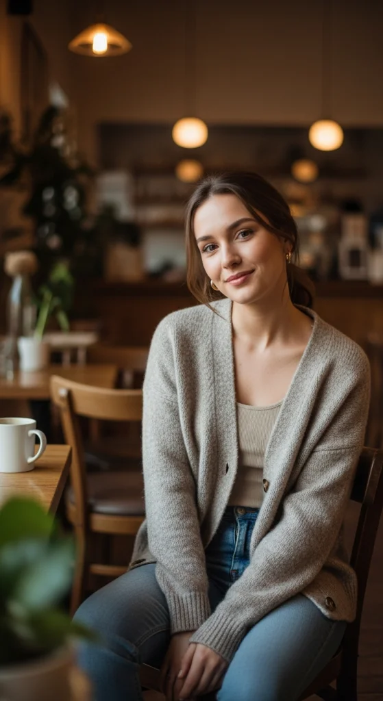Knit Cardigan Over Jeans And A Tank
