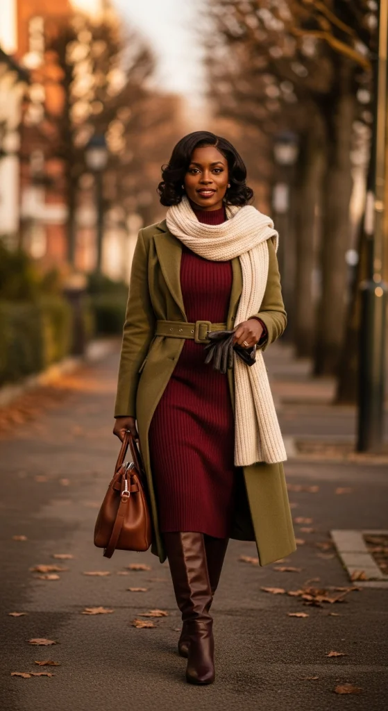 Knit Dress With Knee-High Boots
