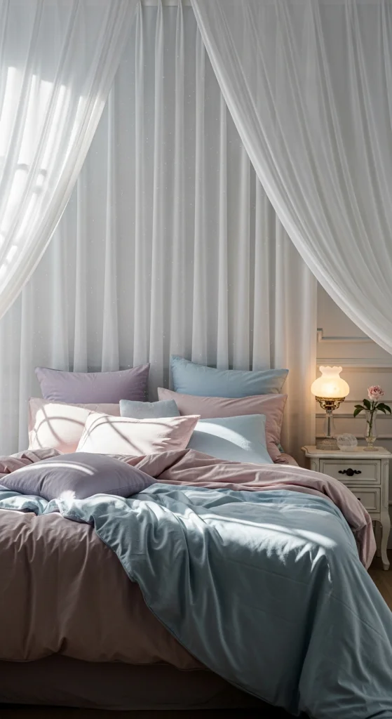 Layer Sheer Curtains Behind Your Bed