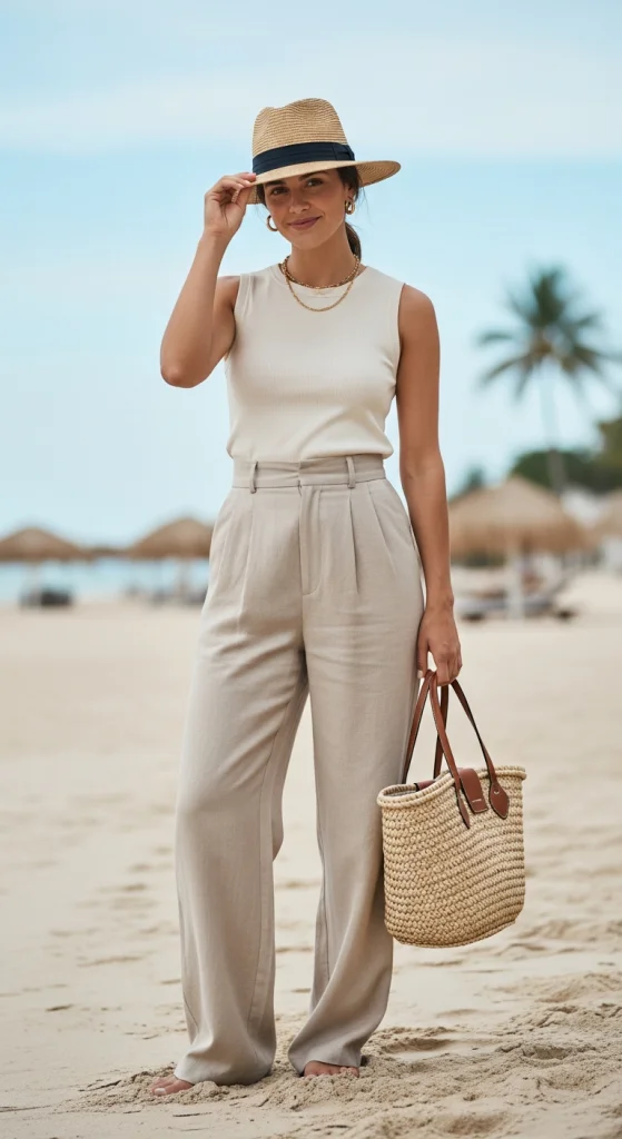Linen Pants With A Fitted Top