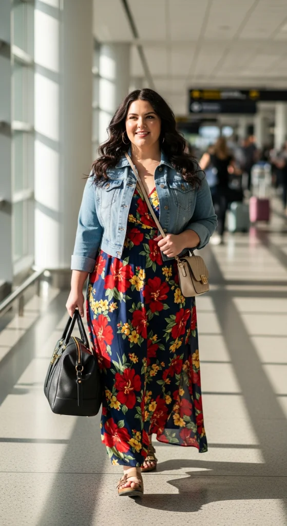 Maxi Dress With Denim Jacket