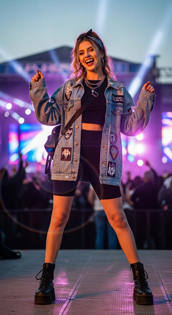 Oversized Denim Jacket & Biker Shorts