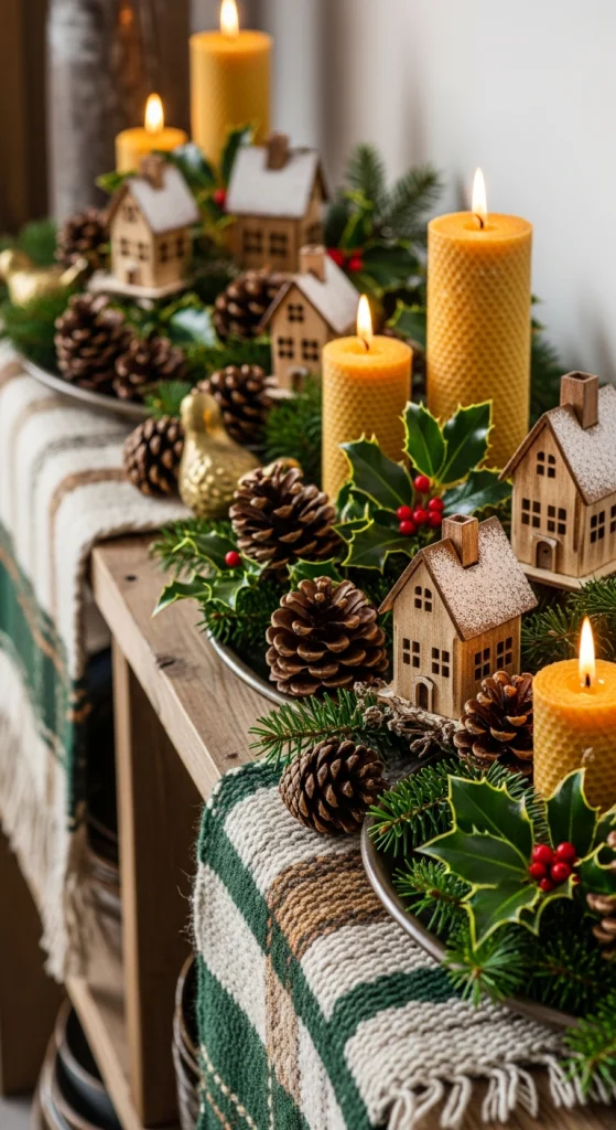 Pinecone Christmas Shelf Styling